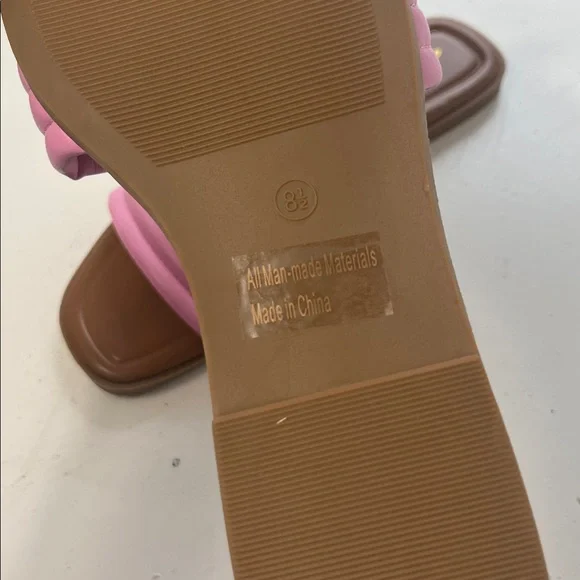 Glaze Sz 8.5 Flat Slip On Pink Puffy Brown Flip Flop Samdals - Picture 5 of 5
